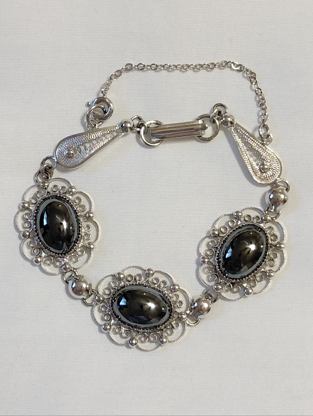 Sorrento Sterling Silver Hematite Cabochon Bracelet